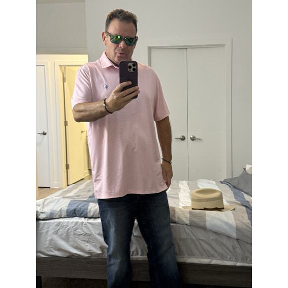 Ralph Lauren Men’s Polo Pink White Polka Dots Large - Picture 3 of 5